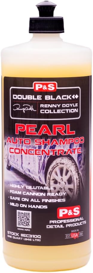 P&S Professional Detail Products Pearl Auto Shampoo – High-Foaming, pH-Balanced Car Wash Soap, Biodegradable, Safe for All Finishes, Lemon Scent, Foam Cannon & Bucket Wash - 1 Quart