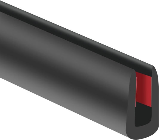 EPDM Rubber Edge Trim, 1/8" Self Adhesive, Black, 20Ft, Fit for 3/32"-5/32" Width Edge, Weather Resistant, Easy to Cut, Bend, Install and Remove