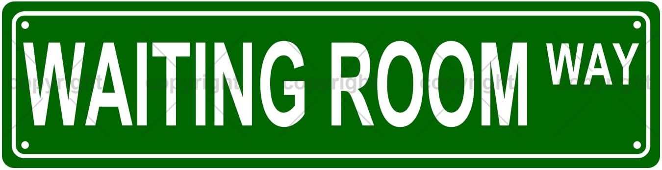 WAITING ROOM WAY SPACE Metal Tin Street Sign Bar Cafe Garage Cave Home Room Wall Bathroom Farmhouse Garden Porch Patio Decor, 16 x 4 Inch