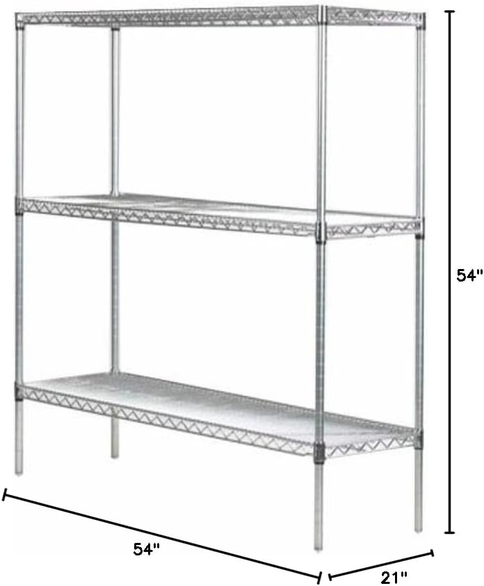 Omega 21" Deep x 54" Wide x 54" High 3 Tier Chrome Starter Shelving Unit