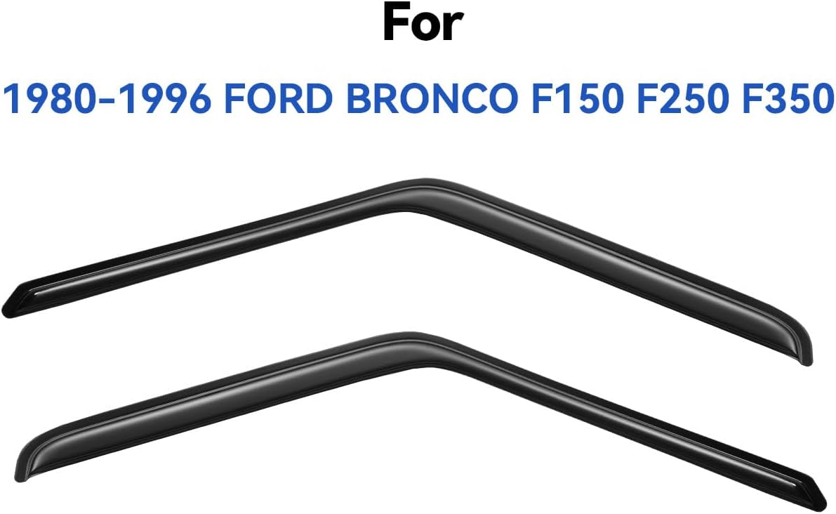 Window Visors Rain Guards for 1980-1996 Ford Bronco, Out-Channel Window Vent Wind Deflectors Visors Shades for 80-96 F150 F250 F350 Standard Cab, for 2 Front Doors