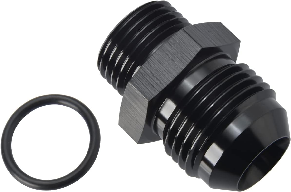 12AN Male Flare to 10AN ORB O-ring Boss Fuel Pump Rail Adapter Fitting Aluminum Black