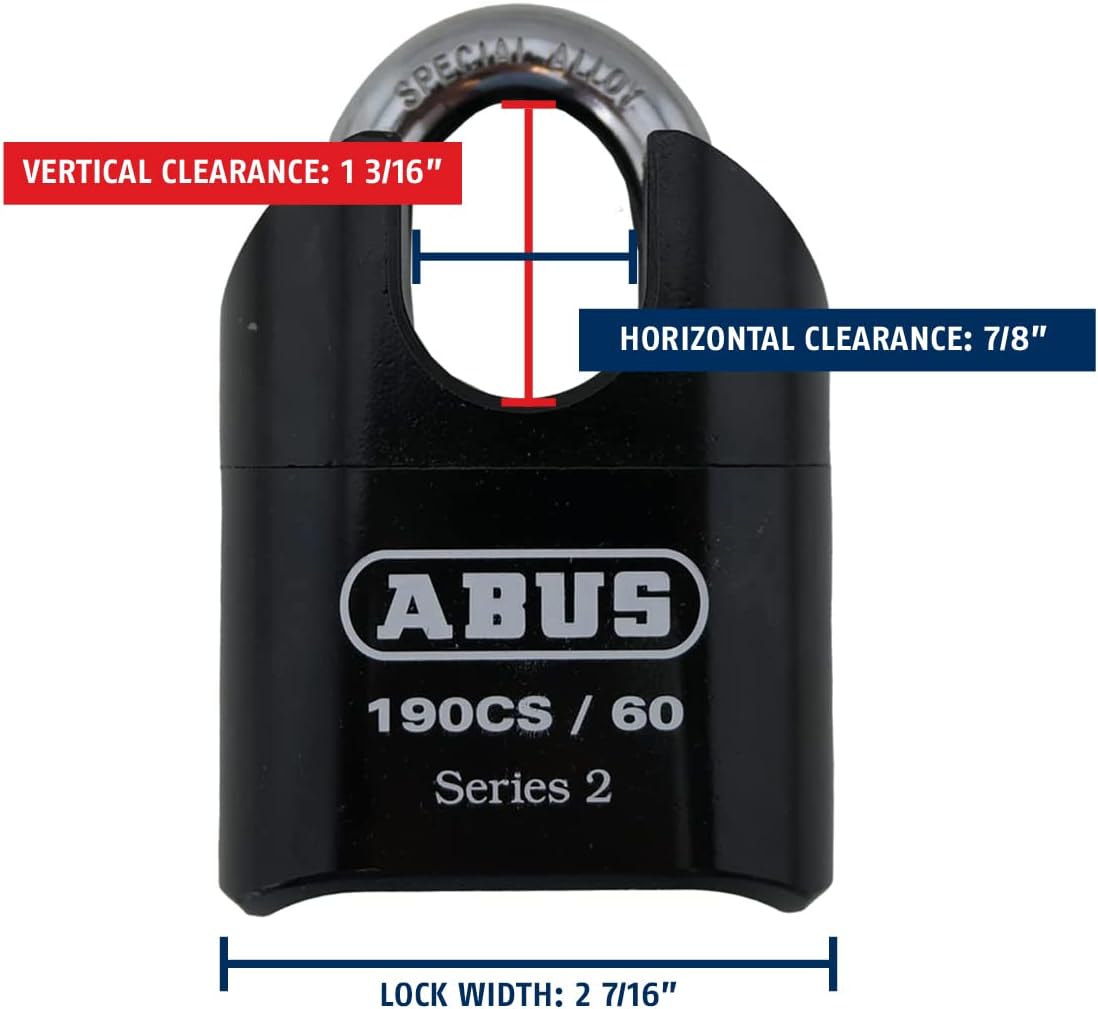 ABUS 190CS/60 High Security Solid Steel Combination Padlock, Closed Shackle