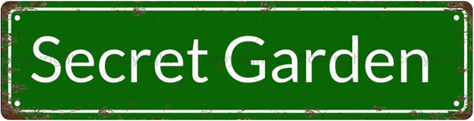 Secret Garden Space Vintage Metal Tin Street Sign Bar Cafe Garage Cave Home Room Wall Bathroom Farmhouse Garden Porch Patio Decor, 16 x 4 Inch
