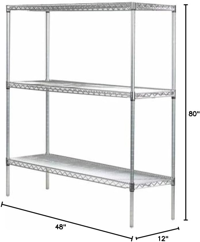 Omega 12" Deep x 48" Wide x 80" High 3 Tier Gray Starter Shelving Unit