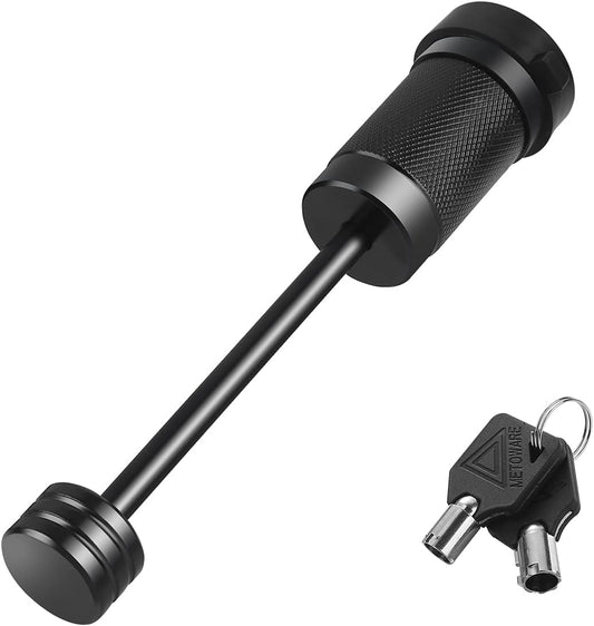 METOWARE Trailer Tongue Coupler Lock 1/4" Dia, 3-1/2" Span, Trailer Hitch Lock for Latch-Type Coupler, Black Trailer Pin Lock for Towing Trailer RV Car Boat Truck (1 Pack)