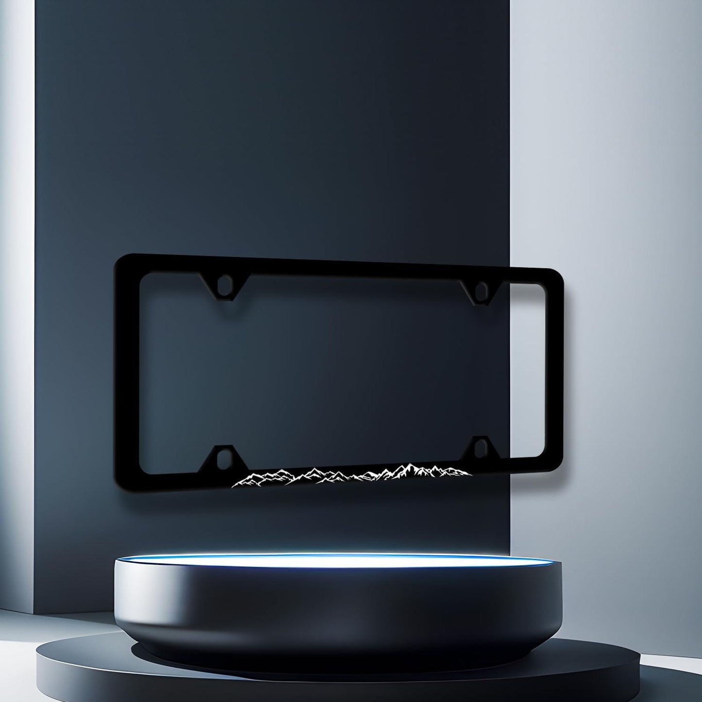 Mountain License Plate Frame Mountain License Plate Holder Stainless Steel Black Funny License Plate for USA Canada 6.3" X 12.3" with 4 Holes and Screws