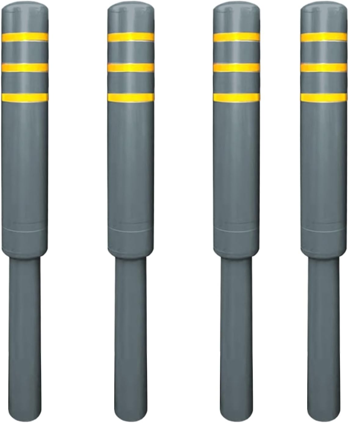 Metal Safety Bollard, Car Parking Protection Posts, Personal Garage Driveway Barrier, Crash Column Safety Warning Column, for Traffic Control(Gray (4PCS))