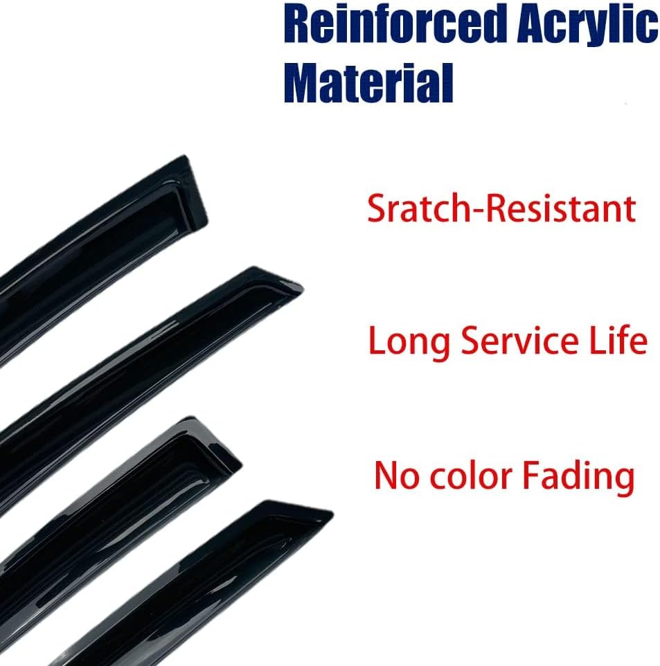 94861 Side Window Visors Wind Vent Deflector for 2013-2018 Nissan Altima,4pcs Outside Mount Dark Smoke Tape-On Nice Sun Rain Guards Set