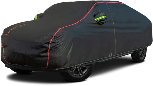 AUQDD 6-Layers PEVA New Material Truck Full Padded Car Cover Waterproof All Weather Weatherproof UV Sun Protection Snow Dust Storm Resistant Outdoor Exterior Custom Form-Fit Straps 198"-220" Black