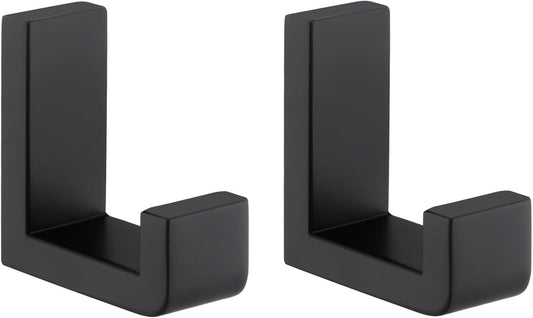Angle Simple Towel Hook Matte Black 2 Pack, 304 Stainless Steel Bathroom Coat Robe Hook for Wall