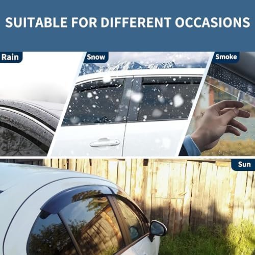 Window Rain Guards Fit for 2021-2025 Nissan Rogue S, SV, SL, Platinum, 4-Piece Acrylic Set with 3M Tape 2.5mm Thick Highway Wind Noise Reduction Exterior Car Accessories 2022 2023 2024