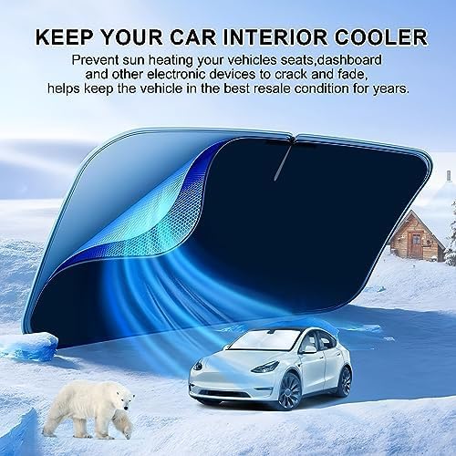 T TGBROS Compatible with 2015-2024 2025 Volvo XC90 Windshield Sun Shade Accessories Foldable Sun Shield Reflective Polyester Sun Visor Cover Block Heat and Sun Protection