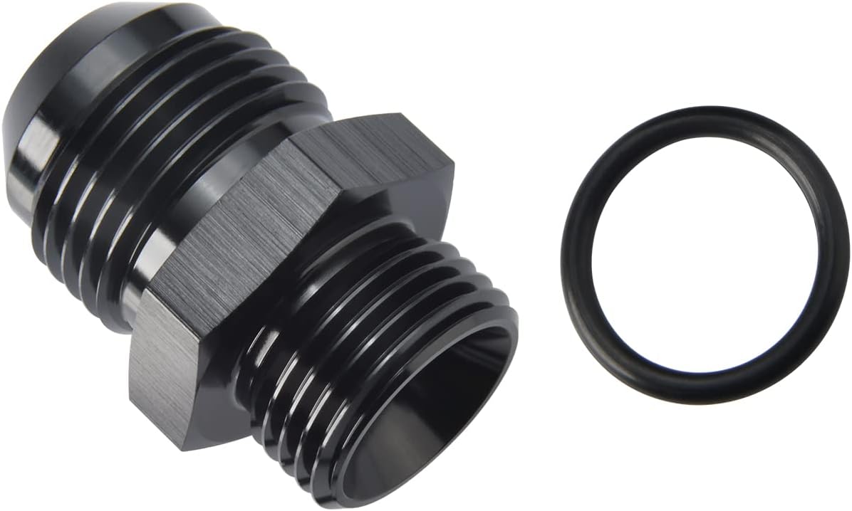 12AN Male Flare to 8AN 8 ORB O-ring Boss Fuel Rail Adapter Fitting Aluminum Black