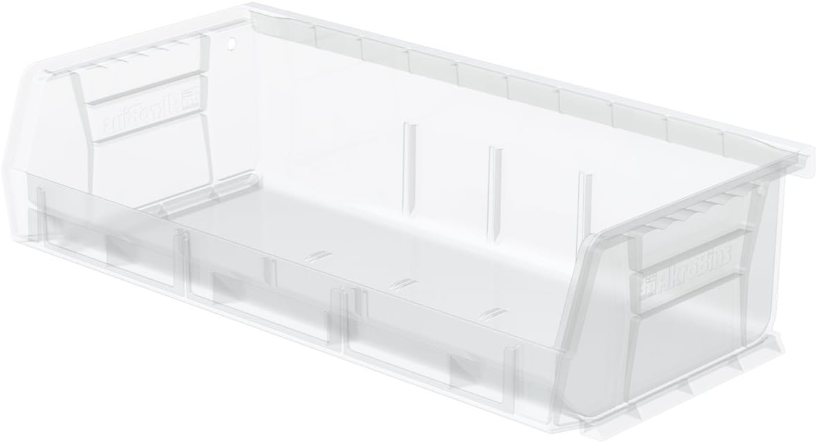 Akro-Mils 30232 AkroBins Plastic Storage Bins, Space-Saving Stackable Bins for Garage, Pantry, Craft Organization, 5-Inch x 11-Inch x 3-Inch, Clear, 8-Pack