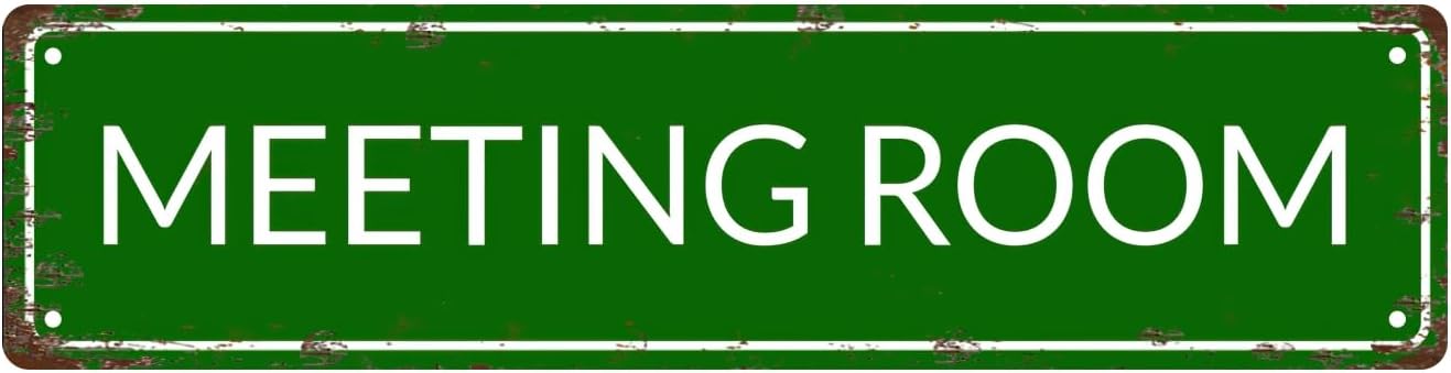 MEETING ROOM Space Vintage Metal Tin Sign, Street Sign, Home Decor, Room Decor, Wall Decor, Bathroom Decor, Bar Decor, Cafe Decor, Garage Decor, 16 x 4 Inch