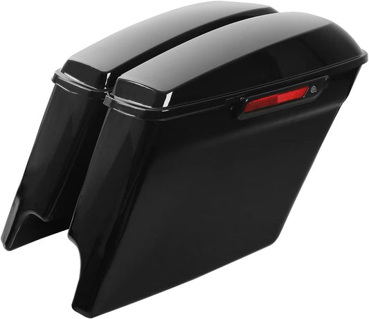 XFMT Motorcycle Vivid Black 5" Stretched Saddlebags Extended Hard Saddle Bags W/Black Latches For Harley Touring Road King Street Glide Road Glide Electra Glide Ultra Classic 2014-2023