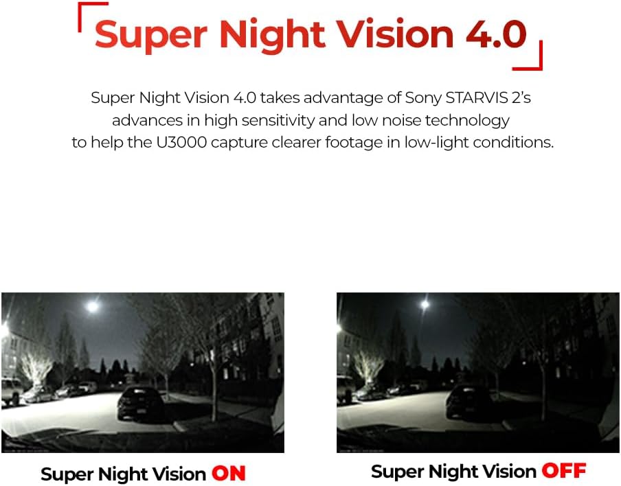 Thinkware 4K Dual Dash Cam, U3000 Front & Rear with Sony STARVIS 2, Radar Parking, Super Night Vision 4.0, Wi‑Fi, GPS