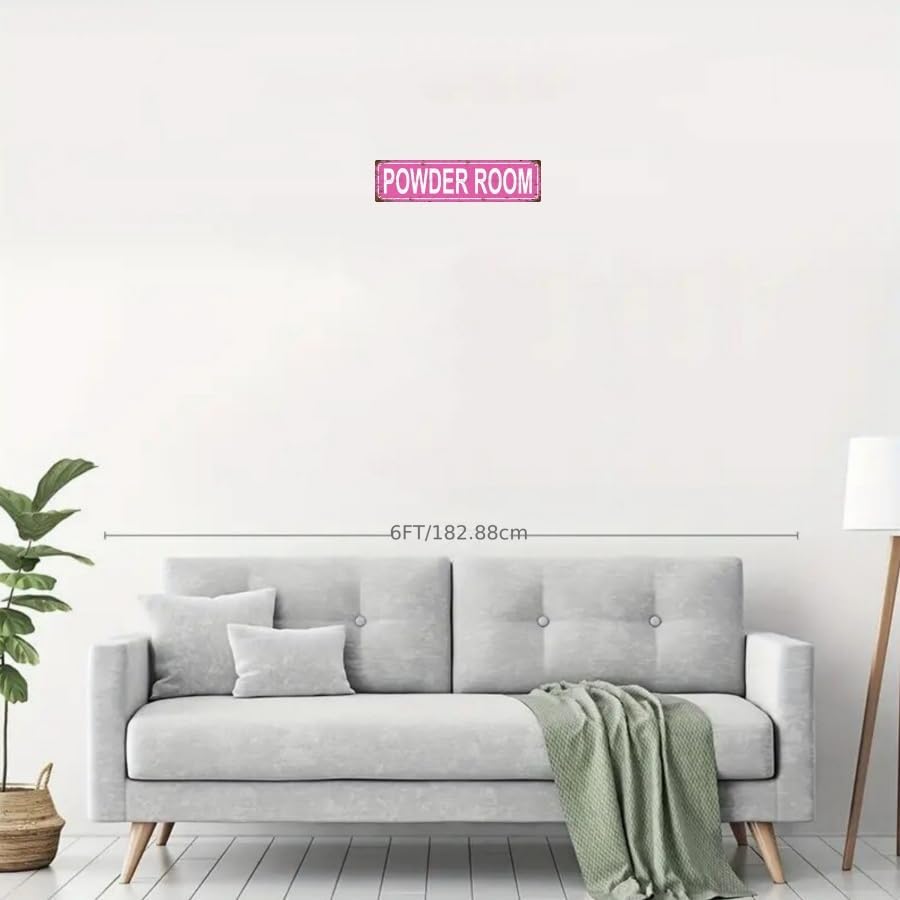 POWDER ROOM Space Vintage Metal Tin Street Sign Bar Cafe Garage Cave Home Room Wall Bathroom Farmhouse Garden Porch Patio Decor, 16 x 4 Inch