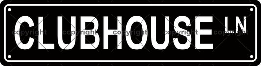 CLUBHOUSE LN Space Metal Tin Street Sign Bar Cafe Garage Cave Home Room Wall Bathroom Farmhouse Garden Porch Patio Decor, 16 x 4 Inch
