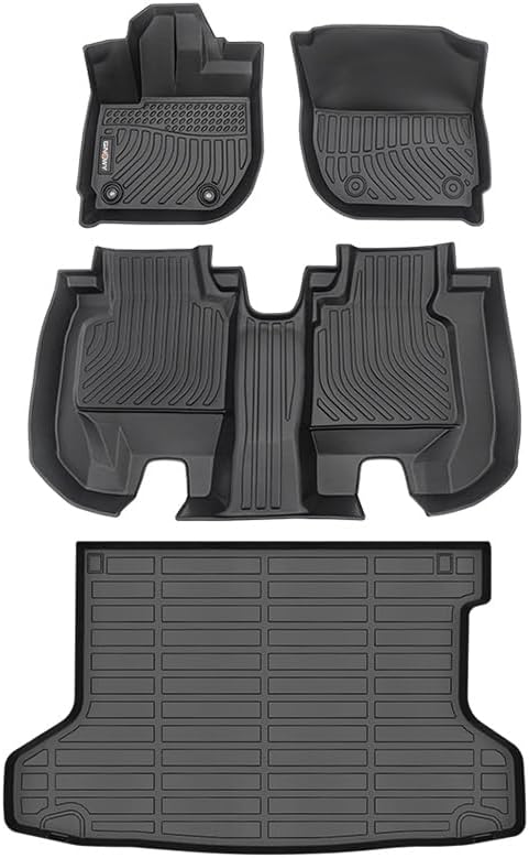 GINOWY-Floor Mats & Cargo Liner for Honda HRV 2016-2022 AWD Models, TPE All Weather HR-V Car Mats Custom fit Anti-Slip Trunk Cargo Mat Waterproof HRV Accessories Mats Black