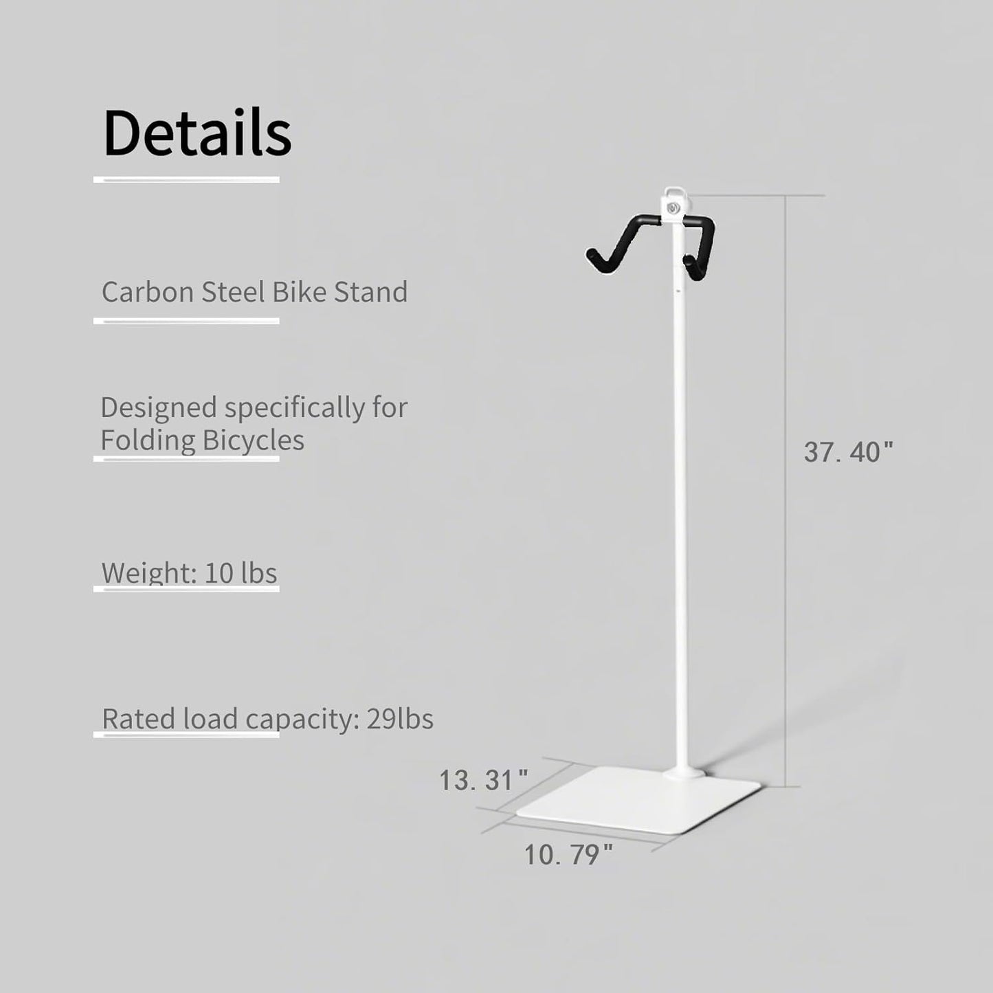Rcool Carbon Steel Bike Stand,Designed specifically for Folding Bicycles,Home Garage Parking Rack,Stable Anti-Slip,Durable Install,Frame Protection,Space-Saving，White