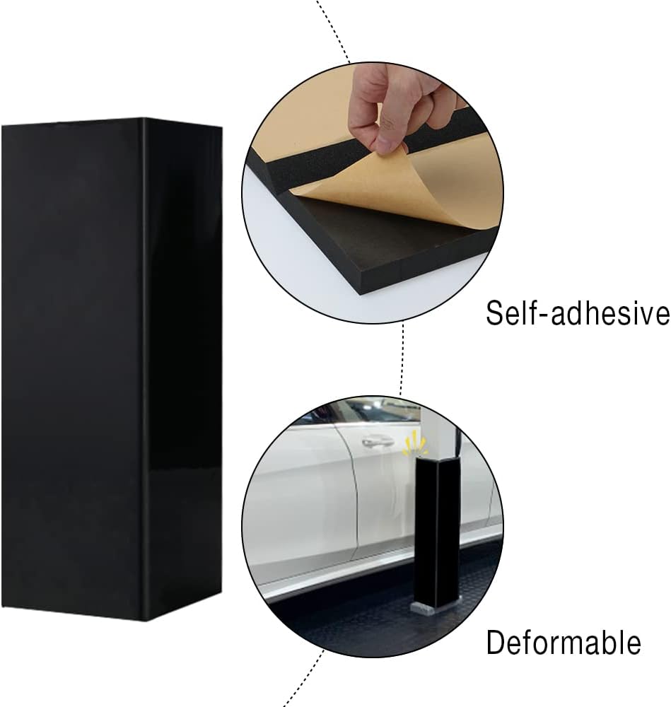 GUEQUITLEX Garage Wall Guards Foam Car Door Protector Wall Bumper Guard - 2 Pack, Corner, Black, Plastic with PP film surface, Foam, Polypropylene (PP)