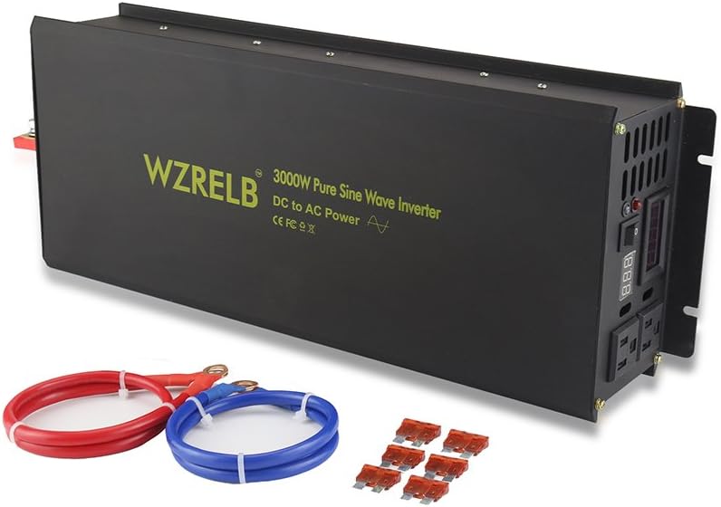 WZRELB Power Inverter 3000W Pure Sine Wave Inverter 24V 120V Dc AC Converter