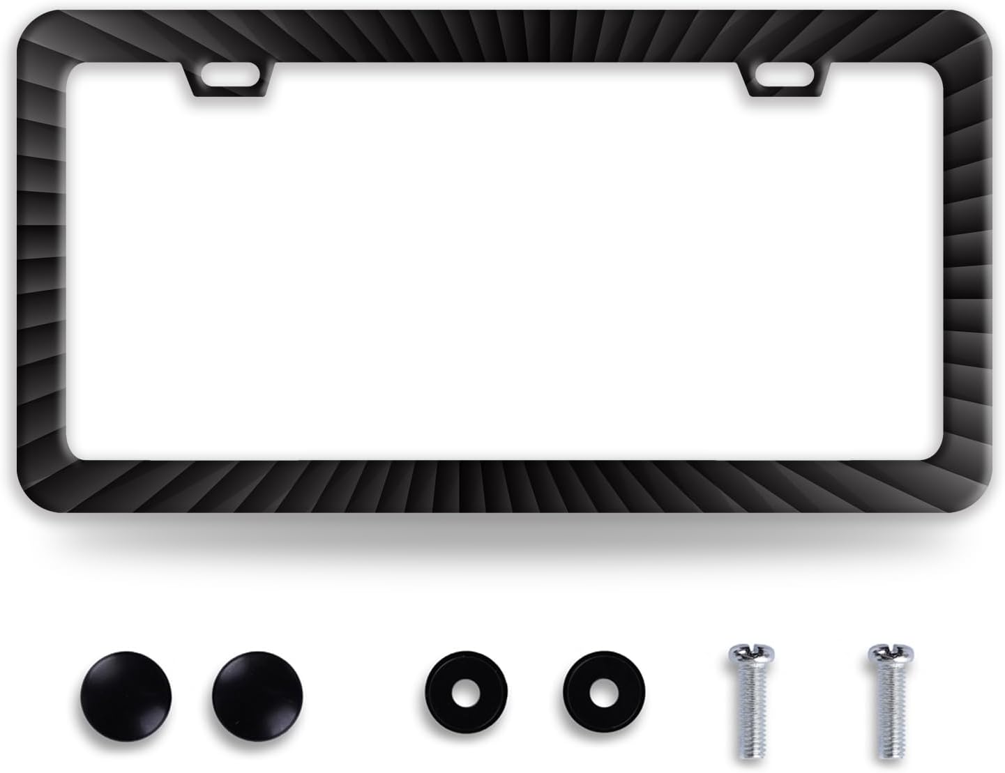 Black Geometric Shapes License Plate Frame Funny Radioactive Visual License Plate Frames Stainless Steel Accessories Cars Decor with 2 Holes and Screws Fits Standard Us Ca Vehicles 12.2 X 6 Inch