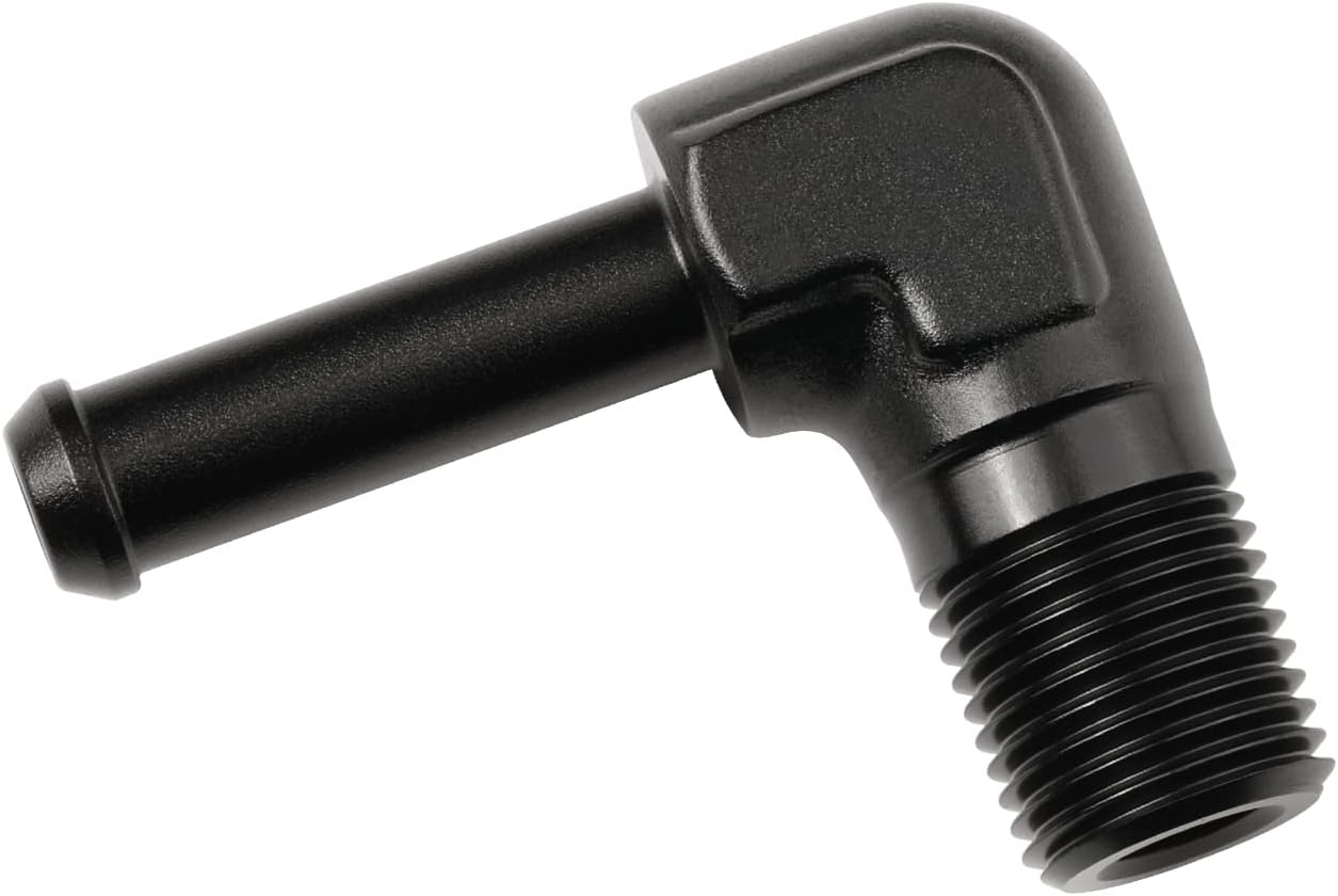 1/8 NPT Male to 1/4" Hose Barb Fitting Adapter 90 Degree Elbow Aluminum Black