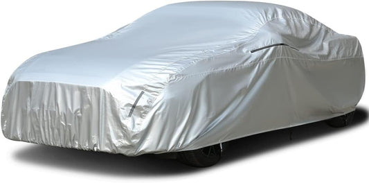 Tecoom Car Cover Waterproof All Weather,Light Shell UV-Proof Windproof Indoor Outdoor Car Covers for Autombilas Without Door Zipper & Mirror Pockets Fit Coupe/Convertible/Sport Car (167-172 Inches)