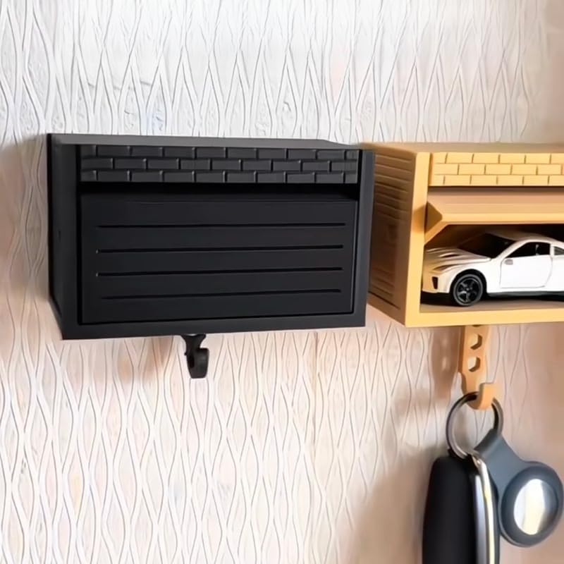 Wall-Mounted Car Display Key Holder, Decorative Garage Model Design, Multiple Colors（No Car） (Stripe-Red（No Car）)