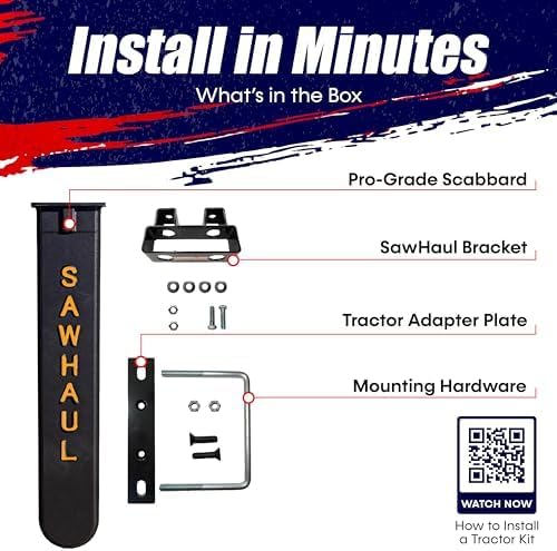 SawHaul Universal Tractor Chainsaw Holder - Made in Kansas USA - Fixed Mount Chainsaw Carrier (28" Orange) Compatible w/All Brands