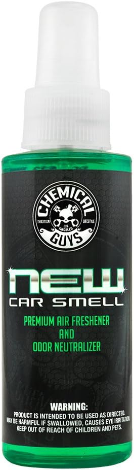 Chemical Guys AIR_101_04 New Car Smell Premium Air Freshener and Odor Eliminator, New Car Scent, (Great for Cars, Trucks, SUVs, RVs & More) 4 fl oz