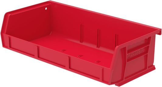 Akro-Mils 30232 AkroBins Plastic Storage Bins, Space-Saving Stackable Bins for Garage, Pantry, Craft Organization, 5-Inch x 11-Inch x 3-Inch, Red, 8-Pack