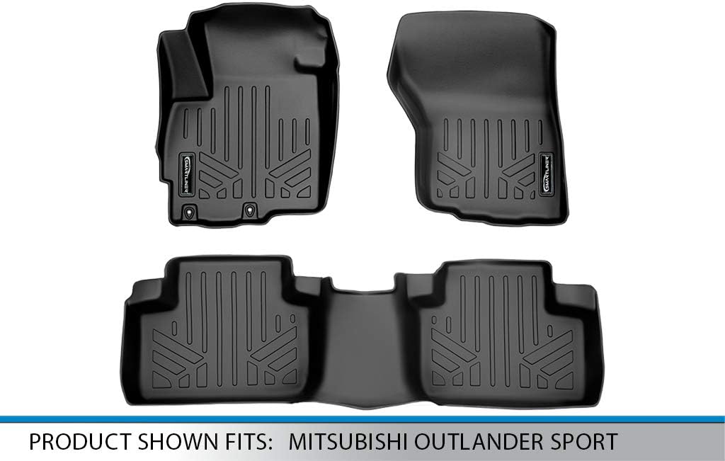 SMARTLINER Custom Fit Floor Mats 2 Row Liner Set Compatible with 2011-2024 Mitsubishi Outlander Sport