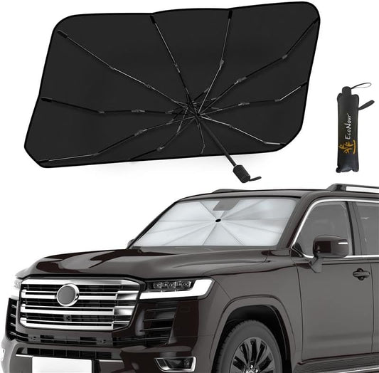 EcoNour Adjustable Car Windshield Umbrella Sun Shade | Foldable UV Protection Shade with 240T Polyester | Fits Various Windshield Angles