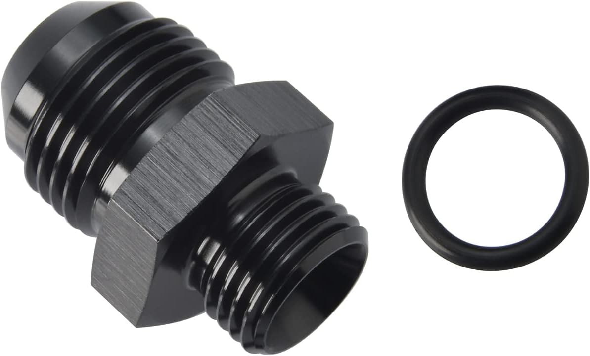 8AN Male Flare to 6AN ORB O-ring Boss Fuel Pump Rail Adapter Fitting Aluminum Black