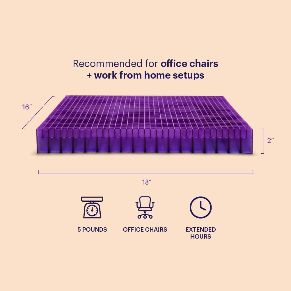 Purple Double Seat Cushion | Pressure Reducing Grid Designed for Ultimate Comfort | Designed for Office Chairs | Made in The USA