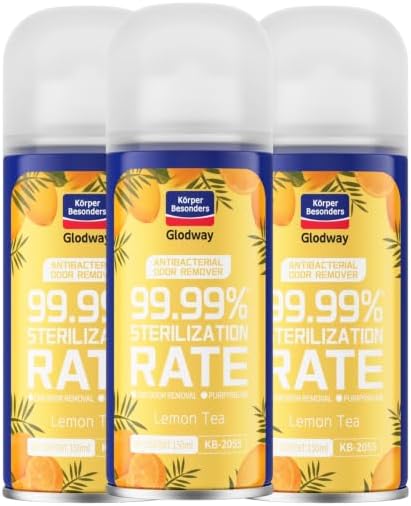 Glodway Whole Car Air Refresher Spray,Odor Eliminator Eliminates Strong Vehicle Odors,Lemon Scent-6 Ounce Spray Bottle (Plack of 3)