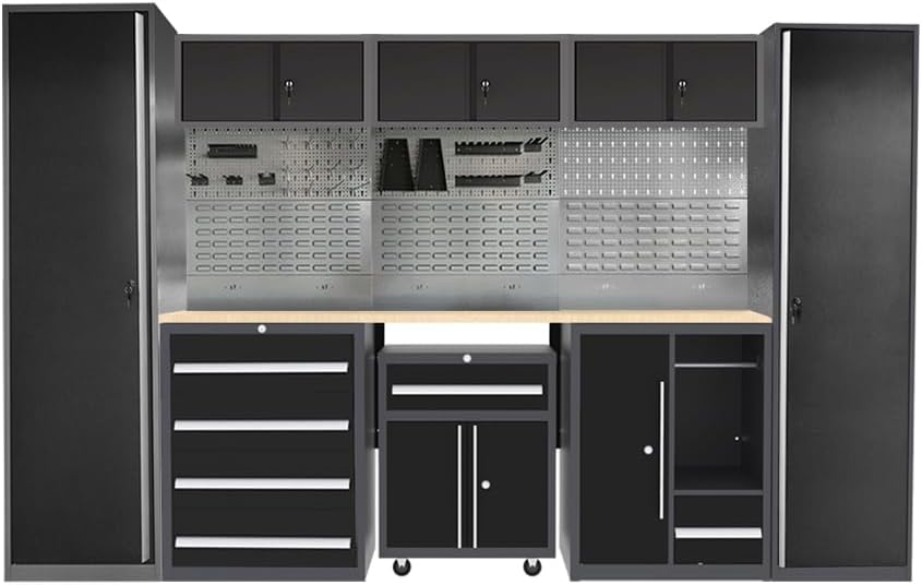 JZD Metal Garage Tool Cabinet Set, Heavy Duty, Included Rolling Chest, for Auto Repair Shop Basement Factory