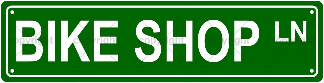 BIKE SHOP LN Space Metal Tin Street Sign Bar Cafe Garage Cave Home Room Wall Bathroom Farmhouse Garden Porch Patio Decor, 16 x 4 Inch