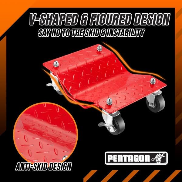 Car Wheel Dolly Set of 4 - 16x12” Heavy Duty Antiskid Car Dolly Tire Skates with 6000lb Capacity - 360 Degree Rotatable Wheel Dollies for Cars, Trucks, Trailers, Motorcycles or Boats