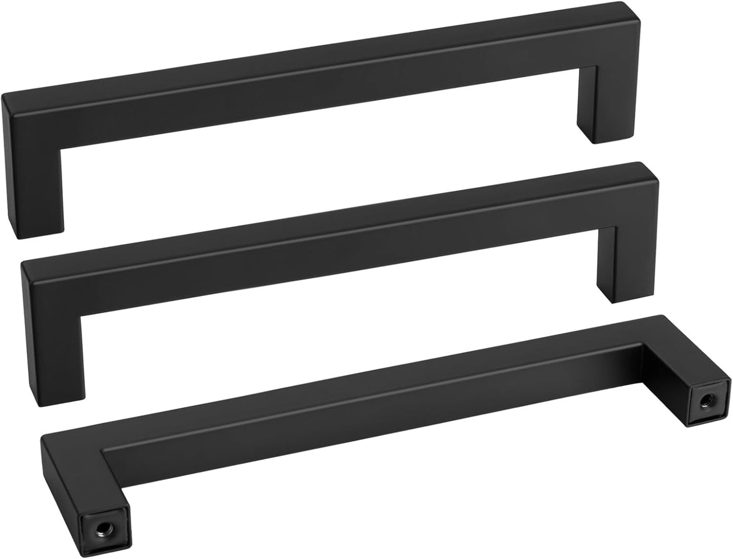 Goldenwarm 10 Pack Black Square Bar Cabinet Pull Drawer Handle Stainless Steel Modern Hardware for Kitchen and Bathroom Cabinets Cupboard,Center to Center 7-1/2in(192mm) Black Kitchen Drawer Pulls