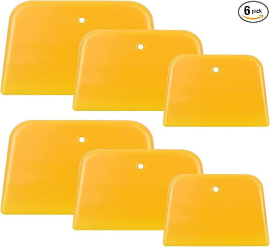6-Pack Body Filler Spreaders,4/5/6 Inch Plastic Spreader Tool,Reusable Auto Body Repair Kit for Automotive Body Fillers Putties Glazes & Caulks