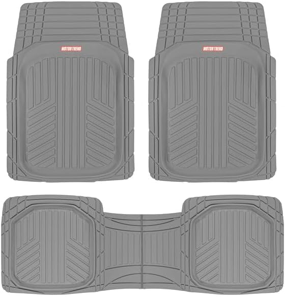 Motor Trend FlexToughXL Floor Mats for Cars Full Set, All-Weather Rubber Automotive Floor Mats, Waterproof Heavy Duty Car Mats, Flexible Floor Liners for Car Truck Van SUV, Car Floor Mats (Gray)