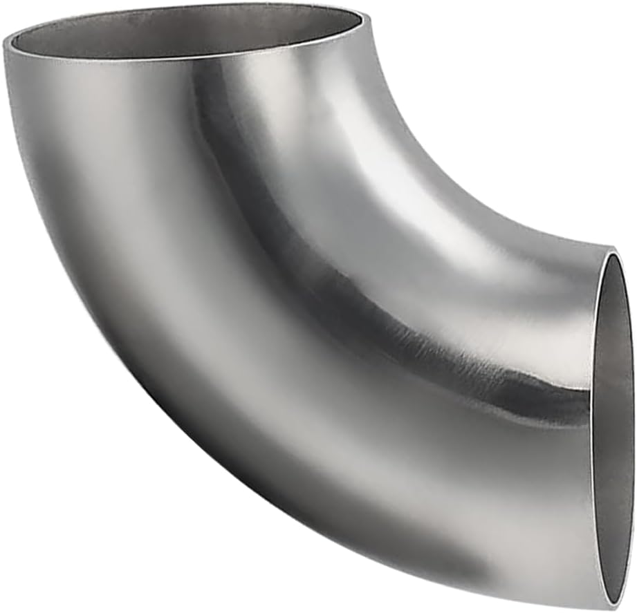 Cotonake OD 3.5 Inch 90 Degree SS304 Stainless Steel Bend Tube Exhaust Elbow Pipe for Car Modified Exhaust System 3.5" Piping Silver Tone，Stair Handrail (1pcs)