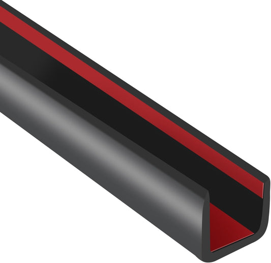 Rubber Edge Trim, 3/8" Self Adhesive Flexible U Channel Edge Protecter for Plywood, Tables, Desks, Cabinets, Counter Top, Wide U Shaped Edge Trim, Edge Banding, Black Color, 20Ft