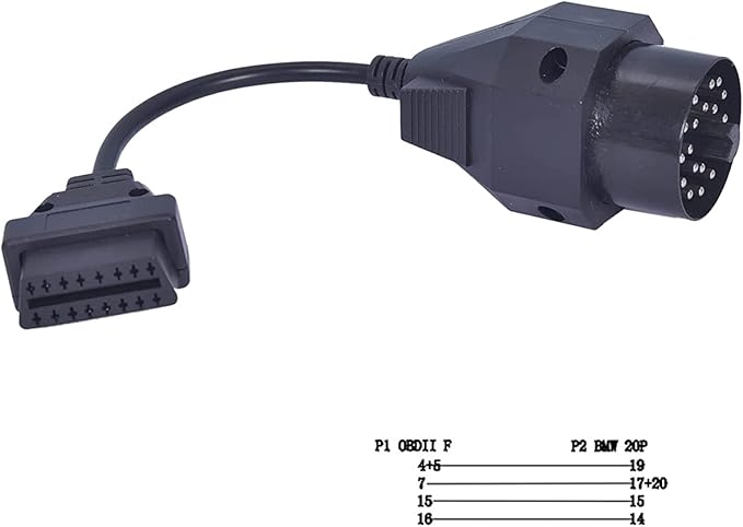 ANCEL Obd2 Female to 20 Pin Extension Convert Adapter OBD1 to OBD II Cable for 20 Pin E31 E32 E34 E36 E39 E38 E53 X 5 Z3