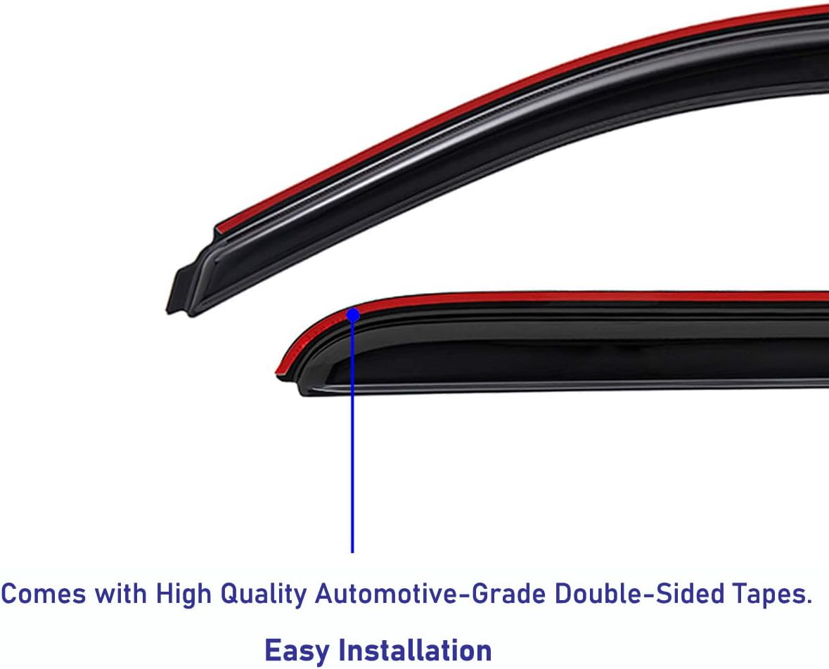 Lightronic Extra Durable Clip-on in-Channel Auto Vent Window Visor, Fits 2004-2012 Chevrolet Colorado & GMC Canyon, Crew Cab, UV Protection Rain Guard, Original Wind Deflector, Dark Smoke, 4-Pcs